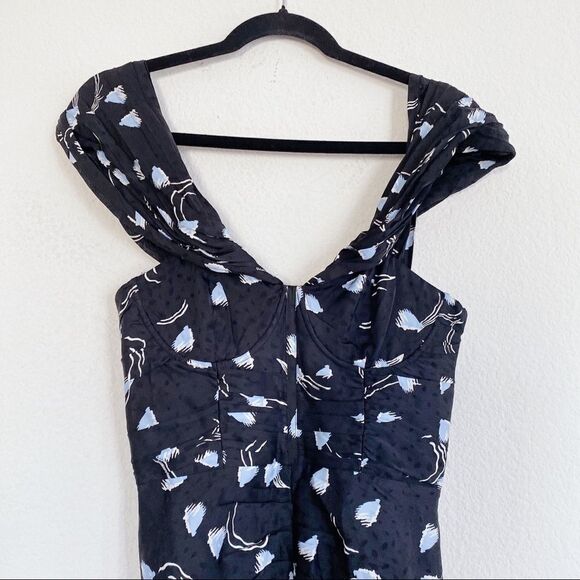 Self-Portrait Abstract Geo Print Off Shoulder Dress - Picture 8 of 12